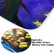 Styling presentation of whimsical painted owl rug brightening a creative home study floor. - thumbnail image 5 of 8