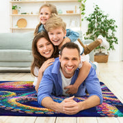Full overhead perspective of psychedelic mosaic octopus colorful sea creatures floor accent. - thumbnail image 5 of 7