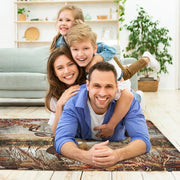 Autumn meadow whitetail deer buck area rug styled in modern living room setting - thumbnail image 5 of 7
