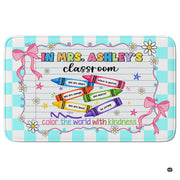 Personalized Teacher Classroom Rug, Custom Back to School Welcome Mat with Name, Kindergarten Preschool Elementary Decor, Composition Notebook Carpet (A06)
