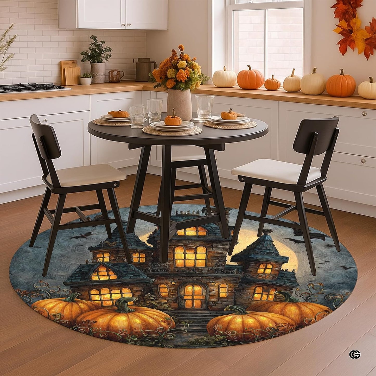 Custom Halloween 3D Optical Illusion Round Rug Skeleton Horror Area Rug (1, #4)