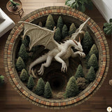 Personalized Dragon Round Rug with 3D Effect and Non-Slip Back