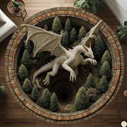 Personalized Dragon Round Rug with 3D Effect and Non-Slip Back