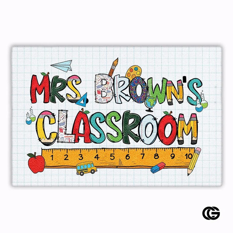 Personalized Teacher Welcome Mat for Classroom and School Decor
