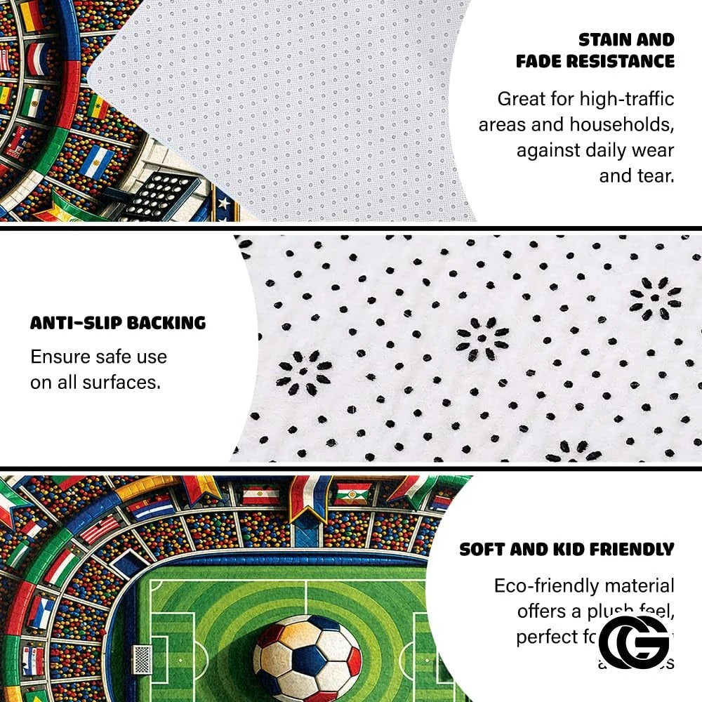 Personalized Soccer Doormat with Trophy and World Flags