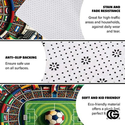 Personalized Soccer Doormat with Trophy and World Flags