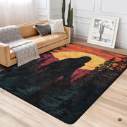 Styled nursery room decor featuring Bigfoot pine forest area rug beneath modern wood play furniture. - thumbnail image 4 of 5