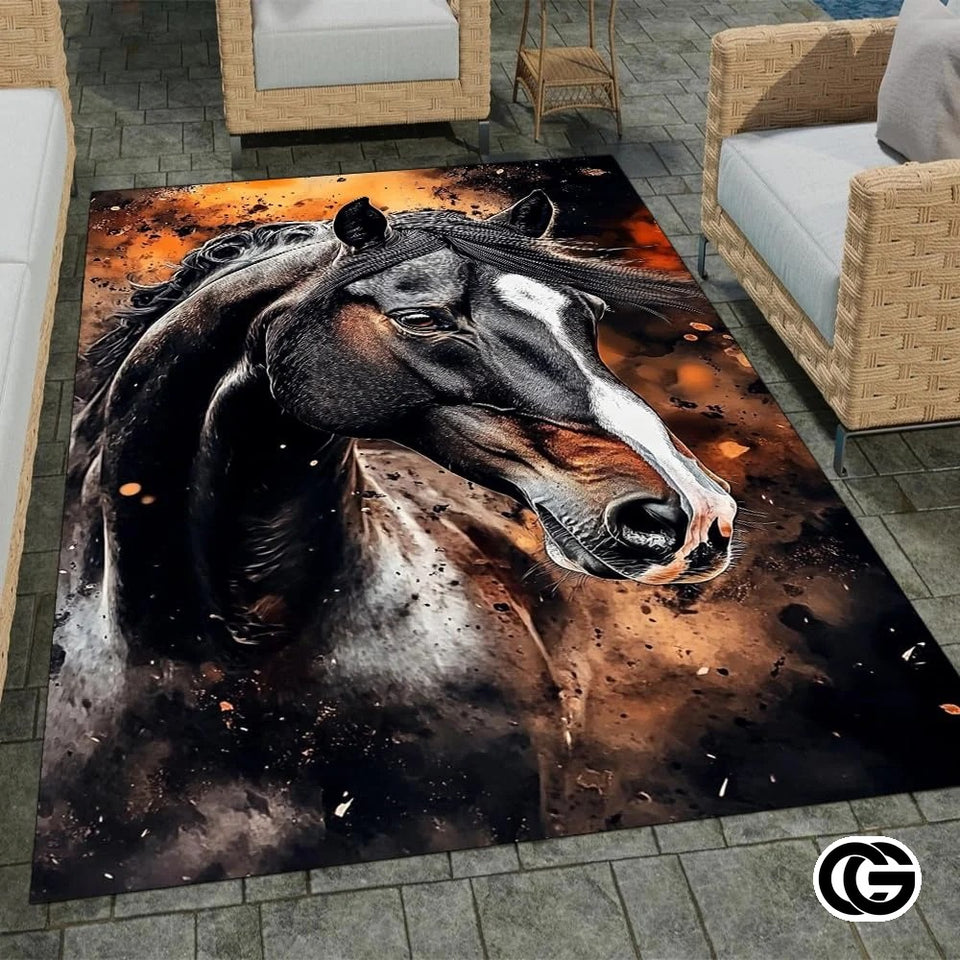 Custom Running Horse Welcome Mat for Front Door and Entryway