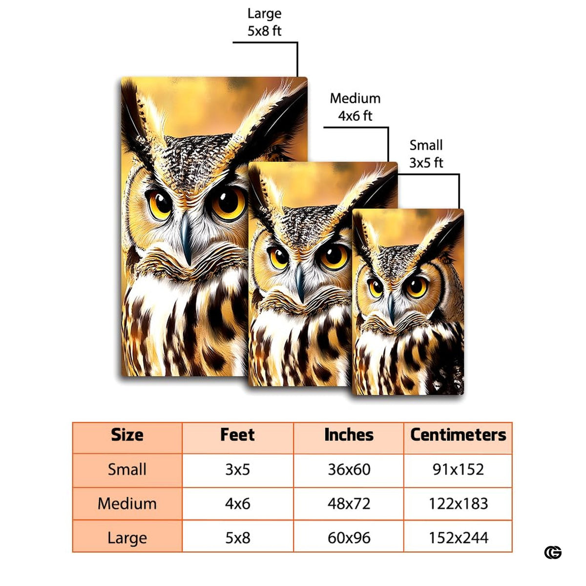 decorative accent horned owl animal floor mat styled in a modern living room setting under furniture.