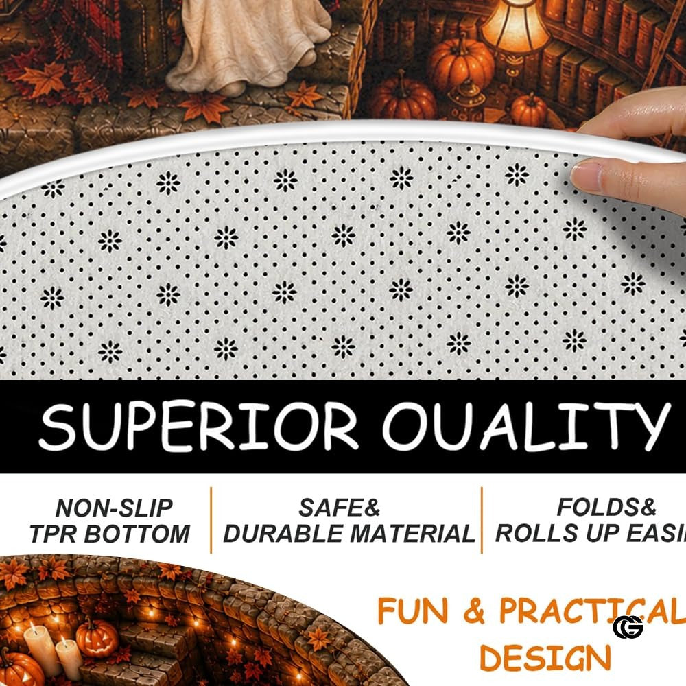 Personalized Halloween 3D Optical Illusion Ghost Round Rug