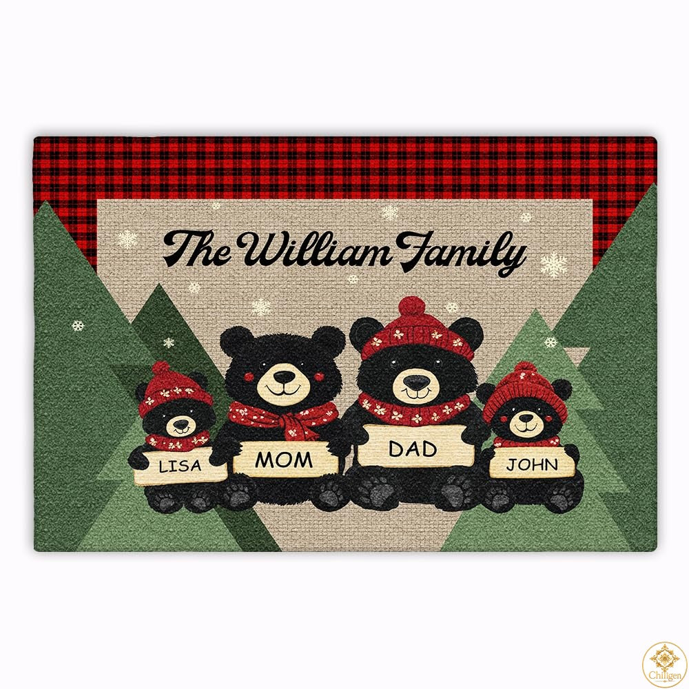 Personalized Christmas Doormat with Family Name and Address