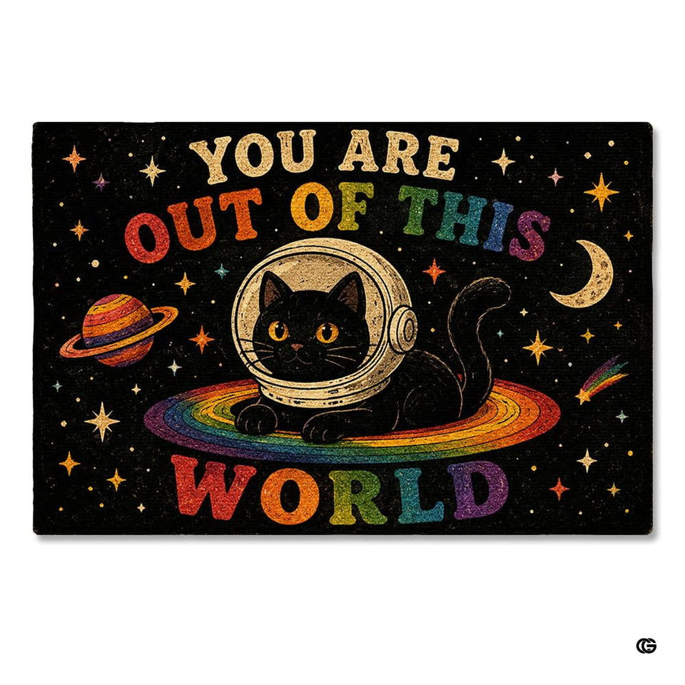 Personalized Pride Rainbow Doormat, LGBTQ Welcome Mat, Inclusive Front Porch Decor, Colorful Entryway Rug, Indoor Outdoor Floor Mat (Cat 1)