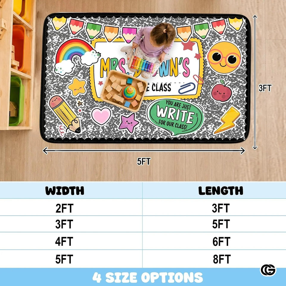 Custom Composition Notebook Classroom Rug for Kids