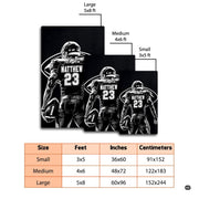 Bedroom floor mockup highlighting the black and white football player sketch print area rug - thumbnail image 2 of 7