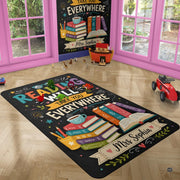 Inspirational reading area rug styled on hardwood flooring in classroom. - thumbnail image 4 of 7