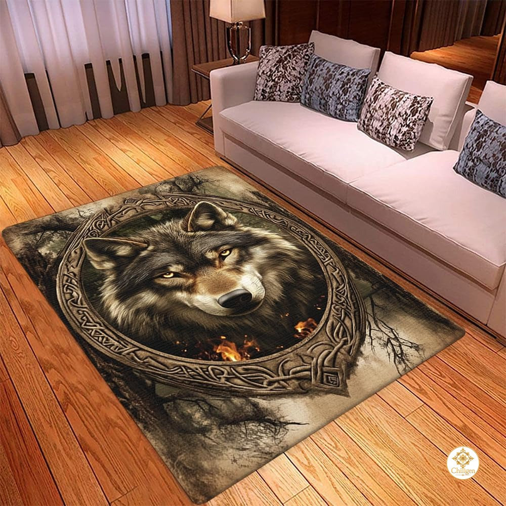 Custom Galaxy Wolves Rug for Boy Room and Living Room - Wolf-ds16