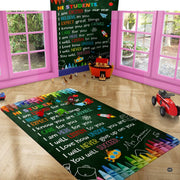 Classroom study setting featuring chalkboard area rug paired with colorful learning decor. - thumbnail image 4 of 7