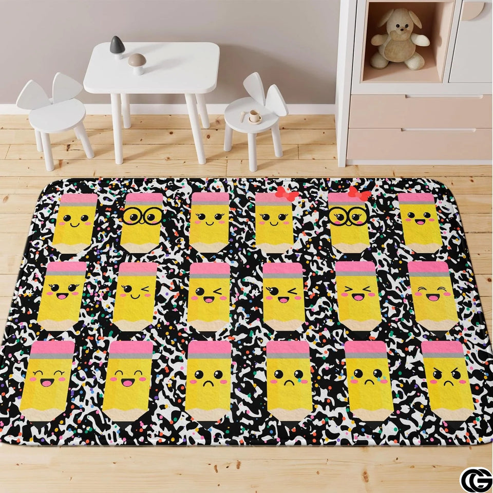 Personalized Spanish Learning Rug with Teacher Name and Non Slip Backing