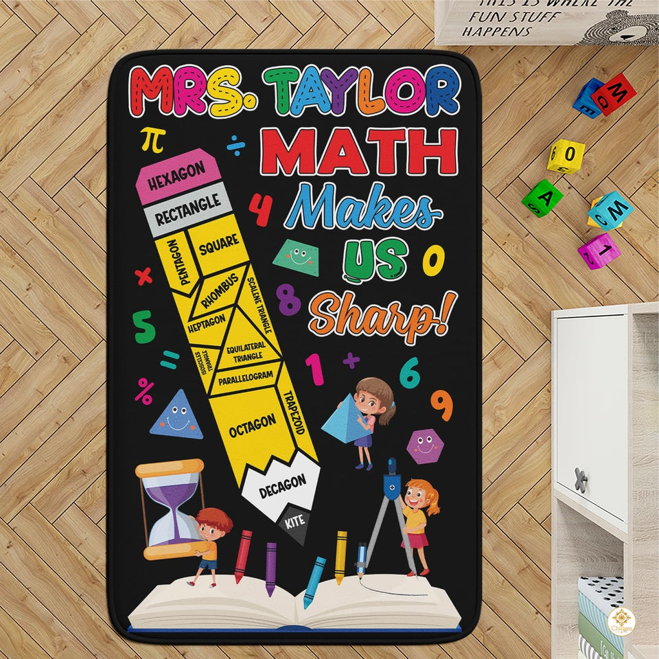 Custom Composition Notebook Classroom Rug with Non Slip Backing