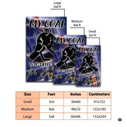 Dimensions and sizing chart for custom ice hockey goalie defense area rug - thumbnail image 2 of 7