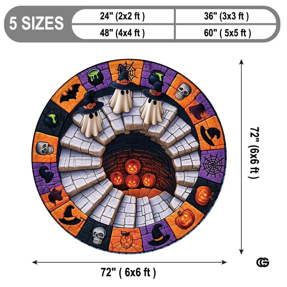 Custom Halloween 3D Effect Optical Illusion Spooky Round Rug (D3)