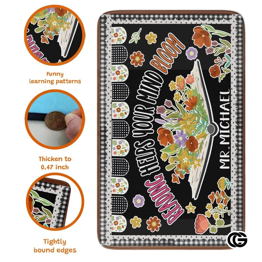 Custom Handprints Welcome Mat with Colorful Design and Text - Reading