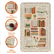 Custom Vintage Book Doormat with Floral Details and Cat Design