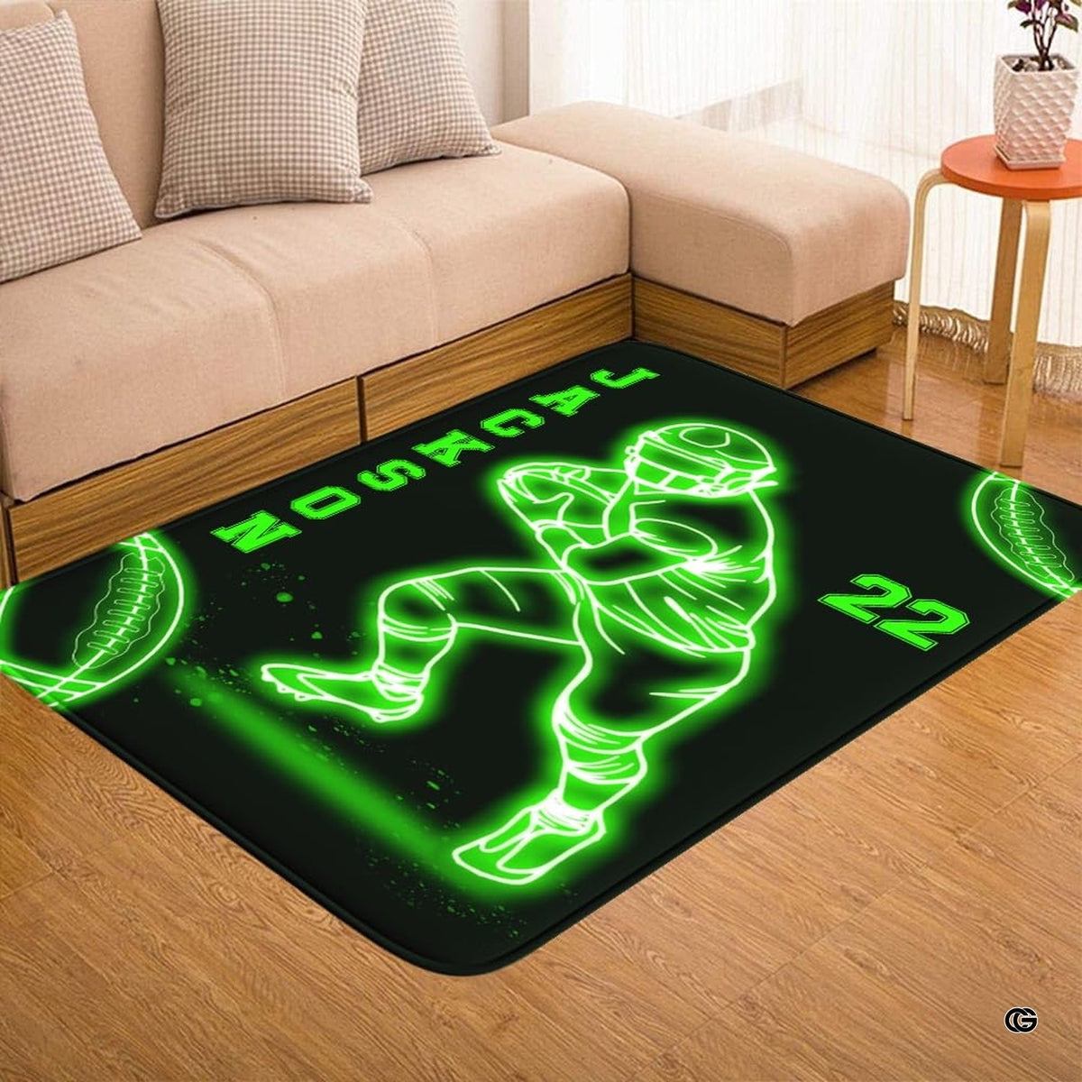 Detailed view of the premium edge stitching and radiant neon green graphic on microfiber - image 7 of 7