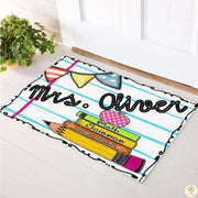 Custom Classroom Welcome Mat with Teacher Name and Non Slip Backing