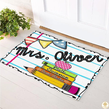 Custom Classroom Welcome Mat with Teacher Name and Non Slip Backing