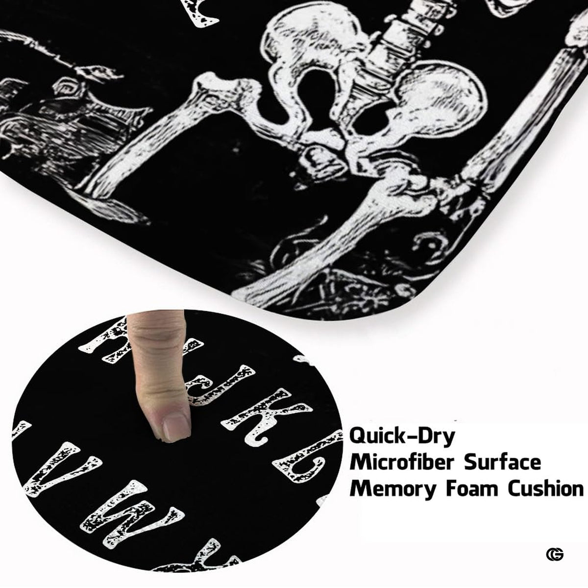 Infographic showing anti-slip dotted backing and durable material features of the rug - image 5 of 8