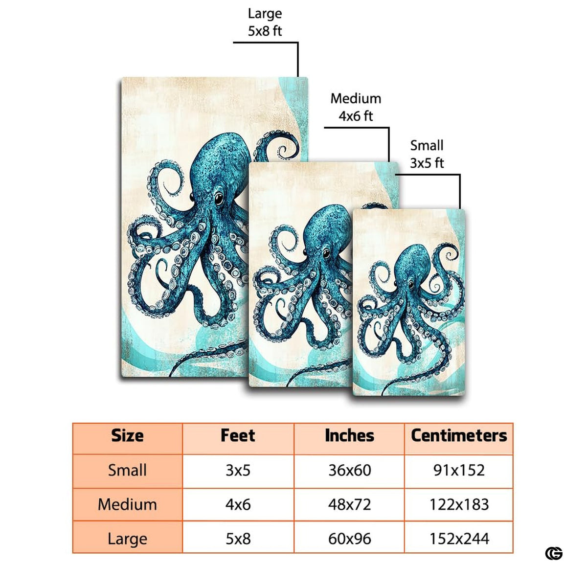 Lifestyle scene featuring family lounging on watercolor blue octopus area rug. - image 5 of 7