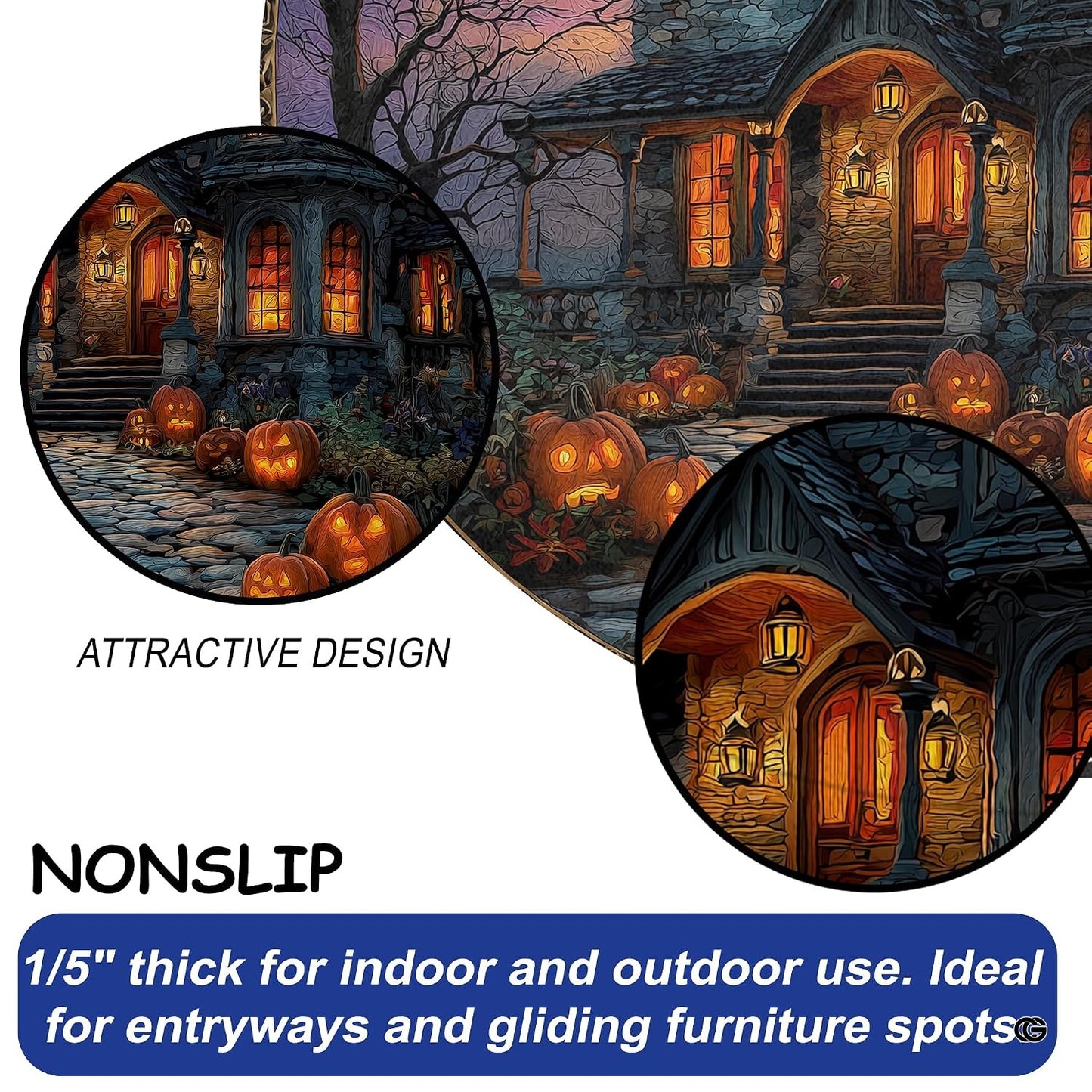 Custom Halloween 3D Optical Illusion Round Rug Skeleton Horror Area Rug (1, #16)