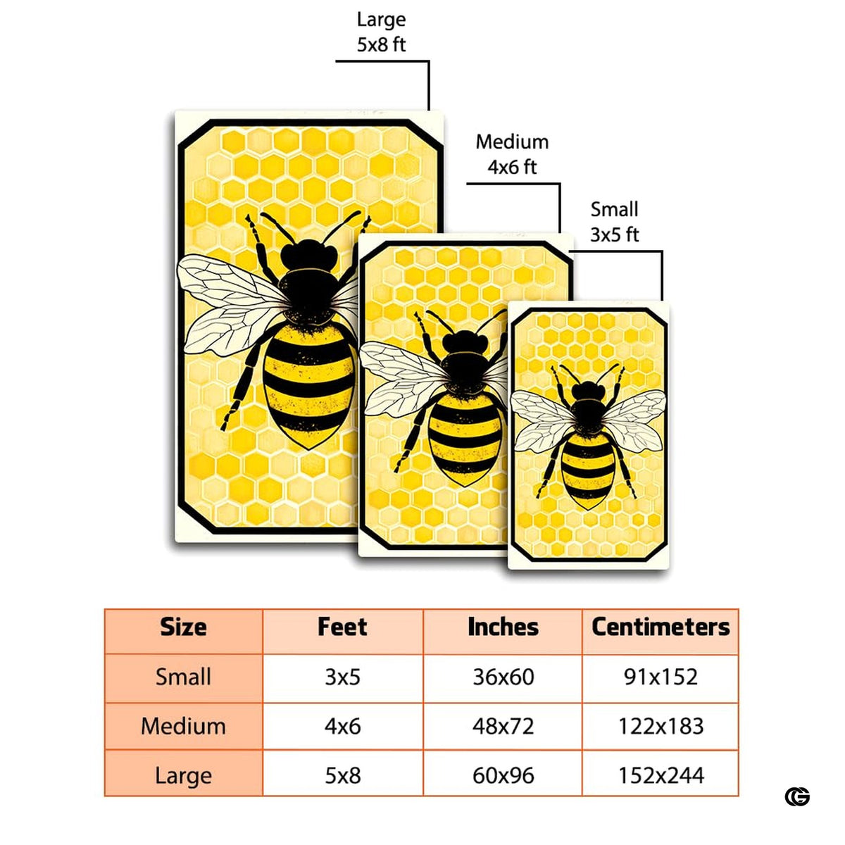 Full room visual showing honey bee rug adding decorative accent botanical style across hardwood flooring.