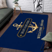 Custom Boat Rug, Personalized Welcome Aboard Mat with Boat Name, Nautical Area Rug for Deck, Entryway or Floor, Anchor Marine Decor, Boating Gift (Boat Rug 09)