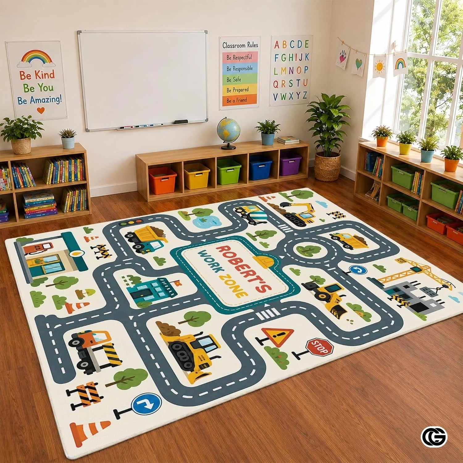 Custom Road Map Doormat with City Street and Car Play Design - Map 2