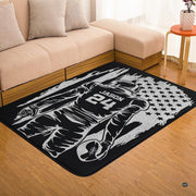Detailed view of the premium edge stitching and distressed patriotic artwork on microfiber - thumbnail image 7 of 7
