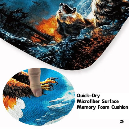 Soft low-pile microfiber surface texture on moonlit soaring eagle rug - thumbnail image 3 of 7