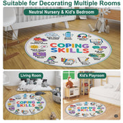 Quiet corner rug hooking inspired design showing soothing pastel tones and thematic accent thematic accent icons. - thumbnail image 7 of 9