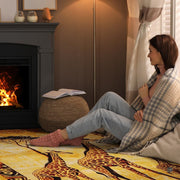 Overhead floor layout view of the golden African savanna giraffe family area rug - thumbnail image 7 of 7