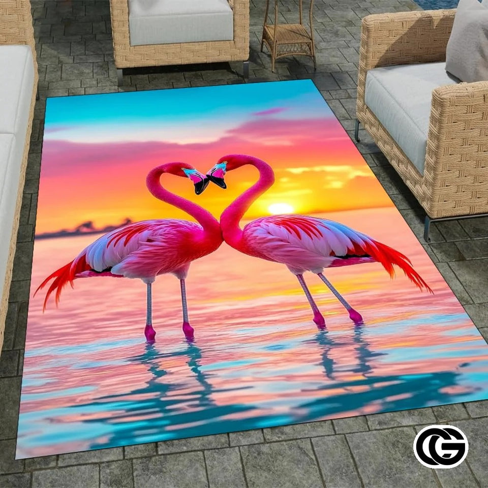 Custom Pink Flamingo Welcome Mat for Entrance and Living Room