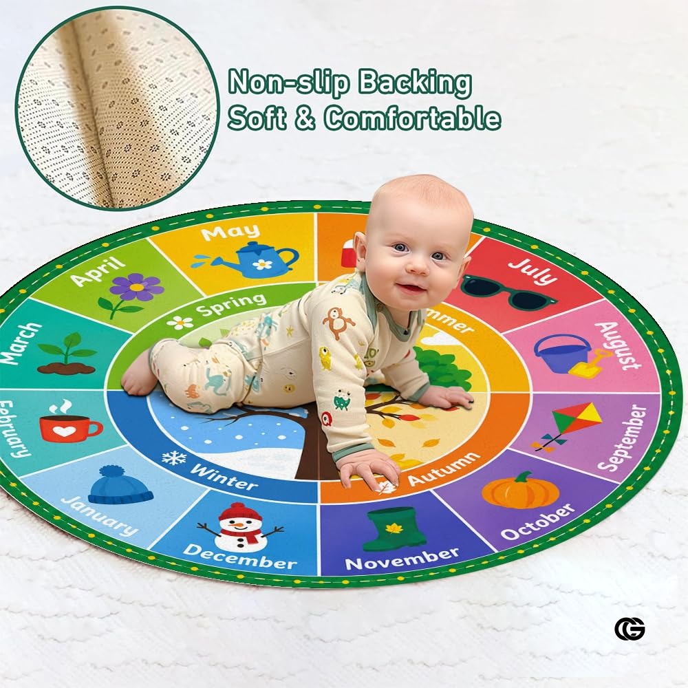 Wheel of Feelings and Emotions Round Rug, Educational Mental Health Rug for Classroom, Educational Animal Shape School Mat, Back to School Gift (Season 1)