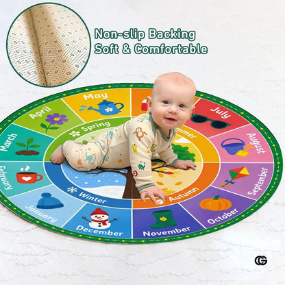 Wheel of Feelings and Emotions Round Rug, Educational Mental Health Rug for Classroom, Educational Animal Shape School Mat, Back to School Gift (Season 1)