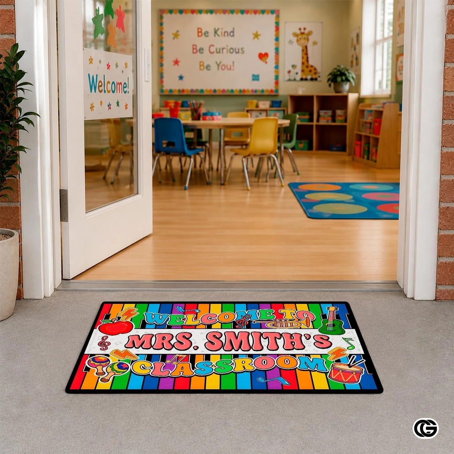 Personalized Welcome Doormat with Teacher Name and Address - Class-03