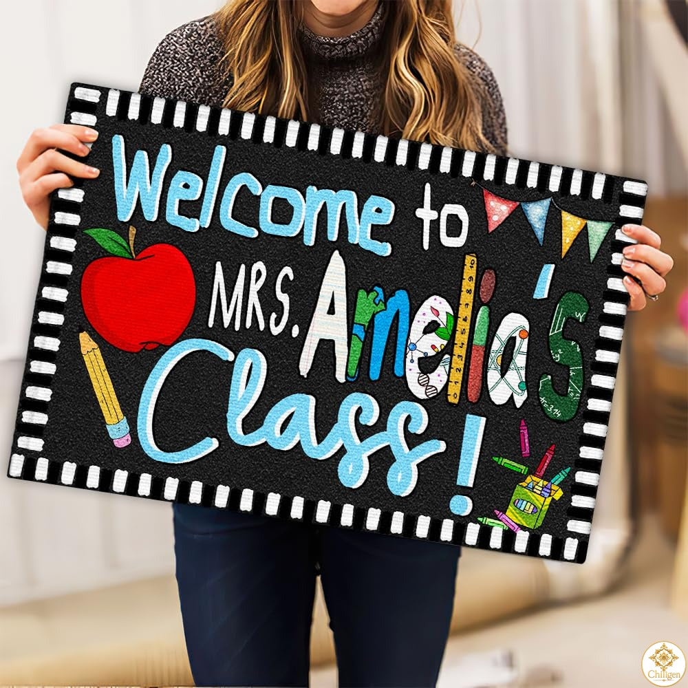 Custom Classroom Welcome Mat for Teachers and Students