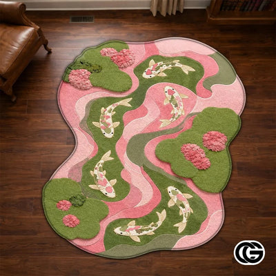 Custom Koi Fish Shaped Area Rug for Bedroom and Living Room