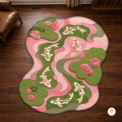 Custom Koi Fish Shaped Area Rug for Bedroom and Living Room