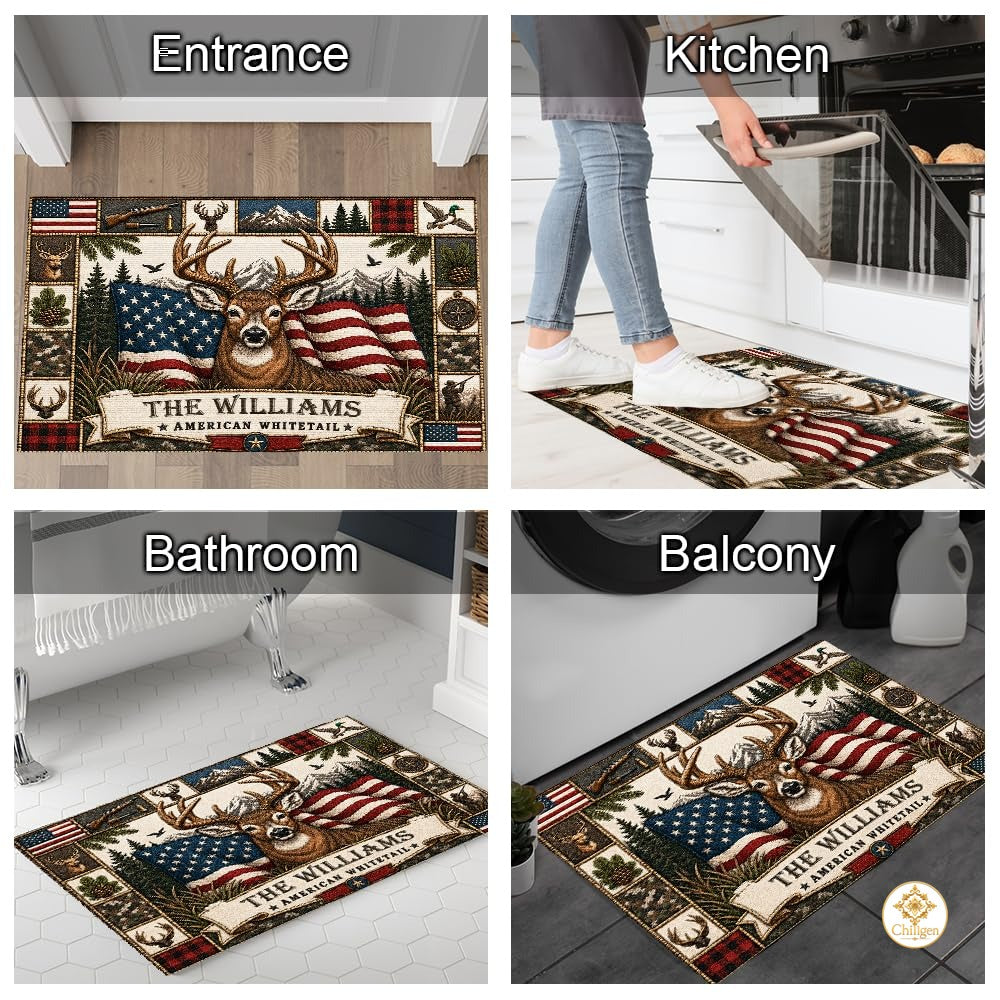 Personalized Hunting Doormat with Custom Family Name
