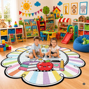 Personalized Composition Notebook Classroom Shaped Rugs for Kids (A02) | Custom Pennant Flag Carpet for Reading Corner, Non-Slip Apple Shape Rug Mat, Classroom Decor, Back To School Gift