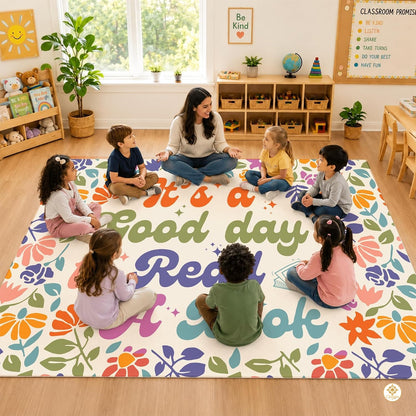 Custom Book Rug for Classroom and Reading Nooks - A Good Day To...